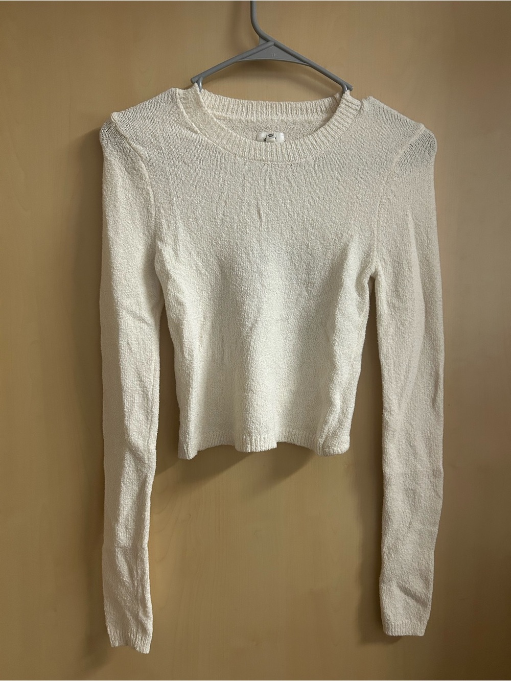aerie Cream Textured Long Sleeve Knit Top